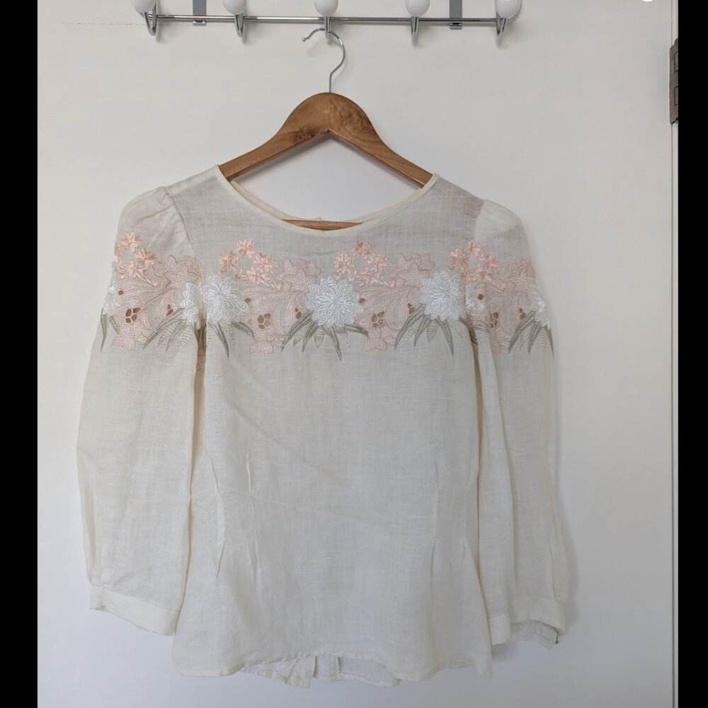 Vintage Liberty & Lucrezia floral embroidered blouse, size S